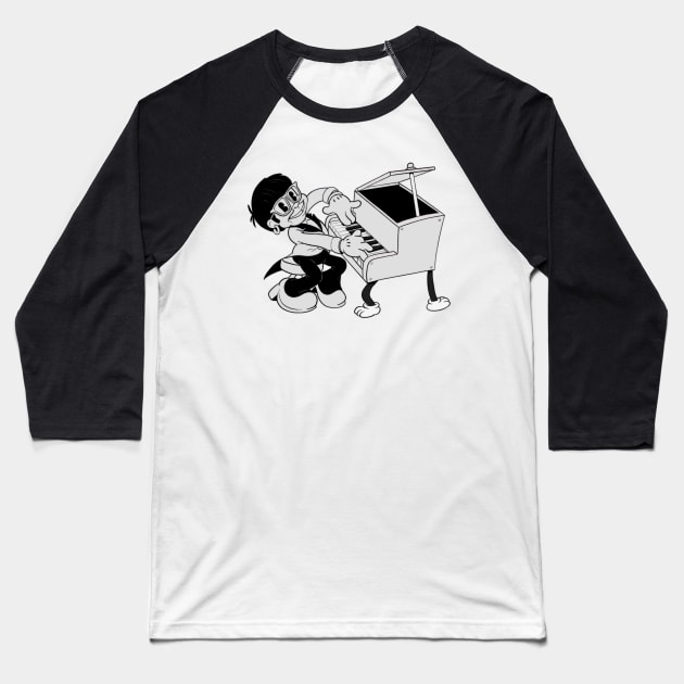 1930s rubberhose rockstar playing the piano Baseball T-Shirt by Kevcraven